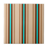 Mid-Century Modern Stripes, Tan. Bruin en Aqua Tegeltje (Voorkant)