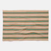 Mid-Century Modern Stripes, Tan. Bruin en Aqua Theedoek (Horizontaal)