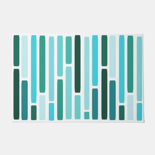 Mid Century Modern Stripes Turquoise Deurmat (Voorkant)