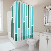 Mid Century Modern Stripes Turquoise Douchegordijn (In situ)