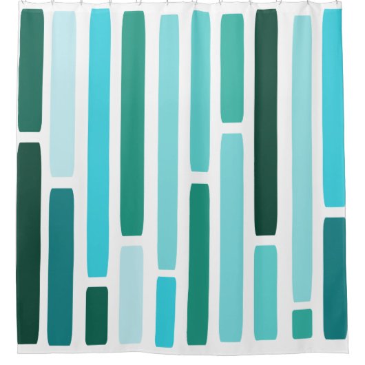 Mid Century Modern Stripes Turquoise Douchegordijn (Voorkant)