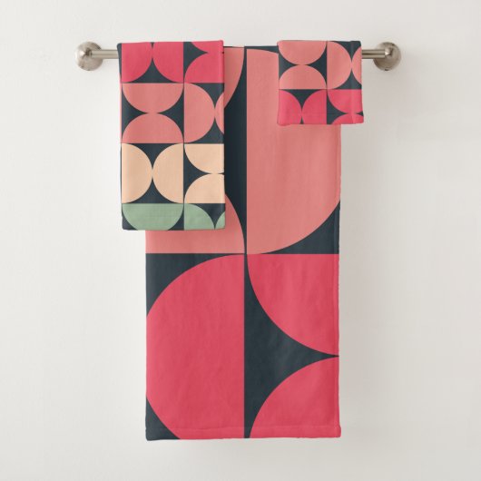 Mid-Century Modern Summer Sunset Bad Handdoek (Insitu)
