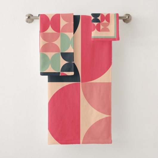 Mid-Century Modern Summer Sunset Bad Handdoek (Insitu)