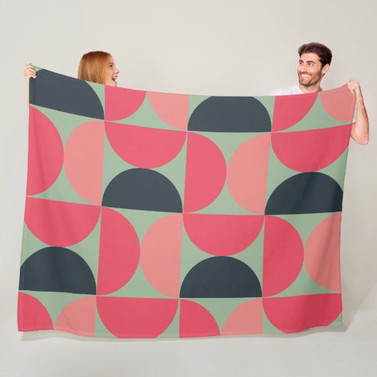 Mid-Century Modern Summer Sunset Fleece Deken (In situ)