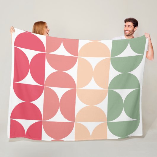 Mid-Century Modern Summer Sunset Fleece Deken (In situ)