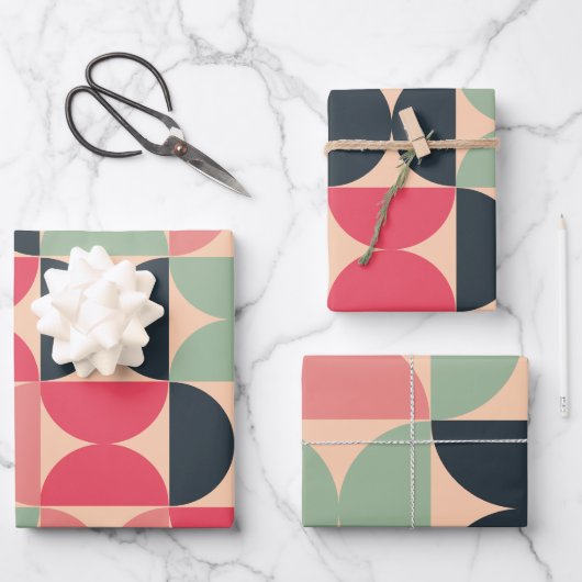 Mid-Century Modern Summer Sunset Inpakpapier Vel (Voorkant)