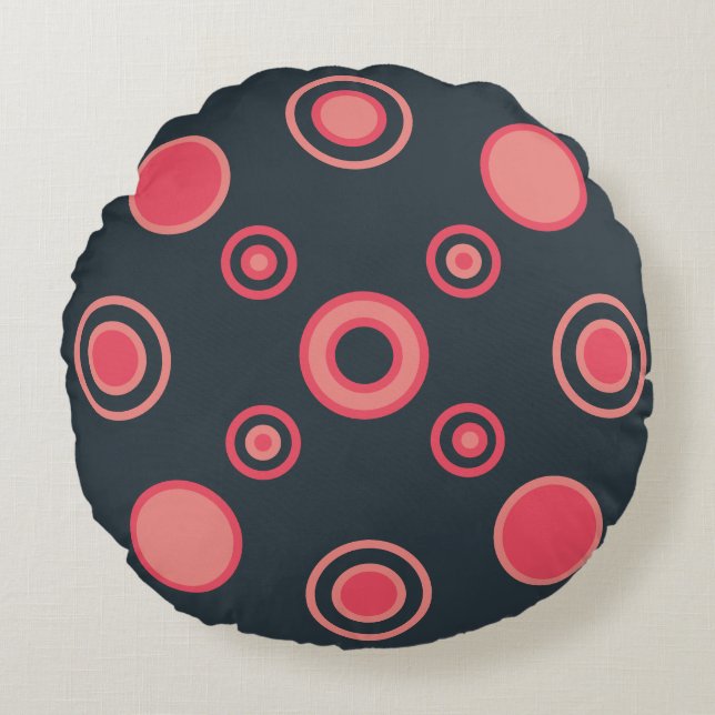 Mid-Century Modern Summer Sunset Rond Kussen (Voorkant)