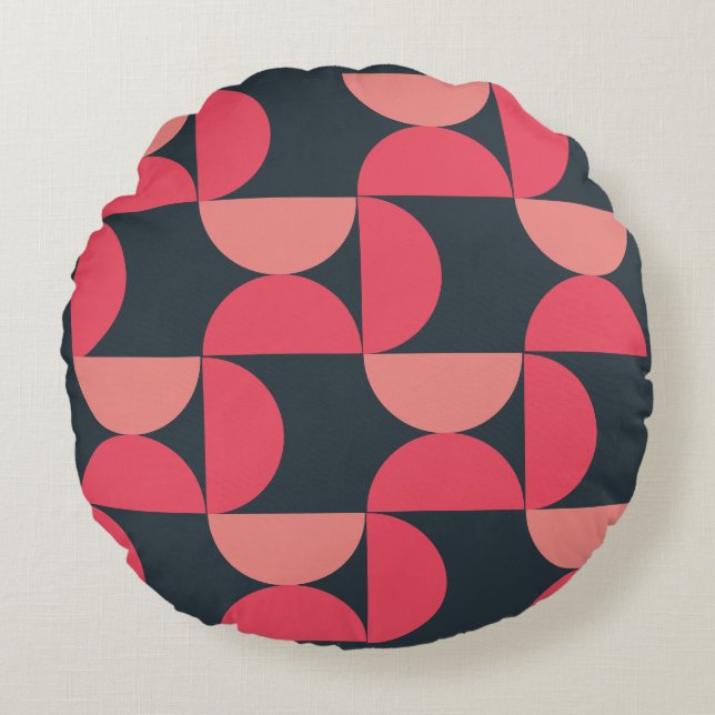 Mid-Century Modern Summer Sunset Rond Kussen (Voorkant)