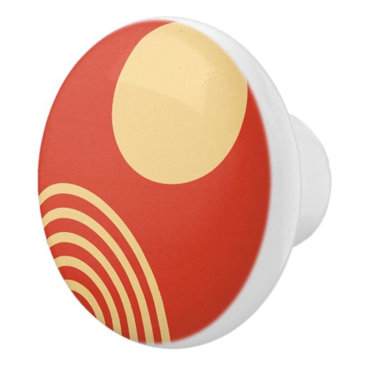 Mid Century Modern Sun and Rainbow Line Keramische Knop (Rechts)
