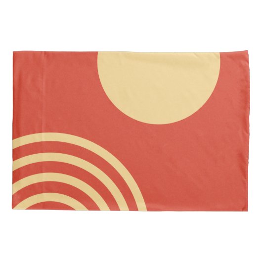 Mid Century Modern Sun and Rainbow Line Kussensloop (Achterkant)