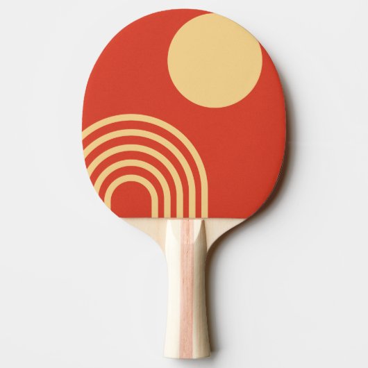 Mid Century Modern Sun and Rainbow Line Tafeltennisbatje (Achterkant)