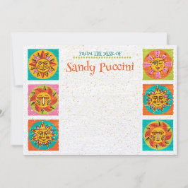 Mid Century Modern Sun Faces Note Kaart Verticaal