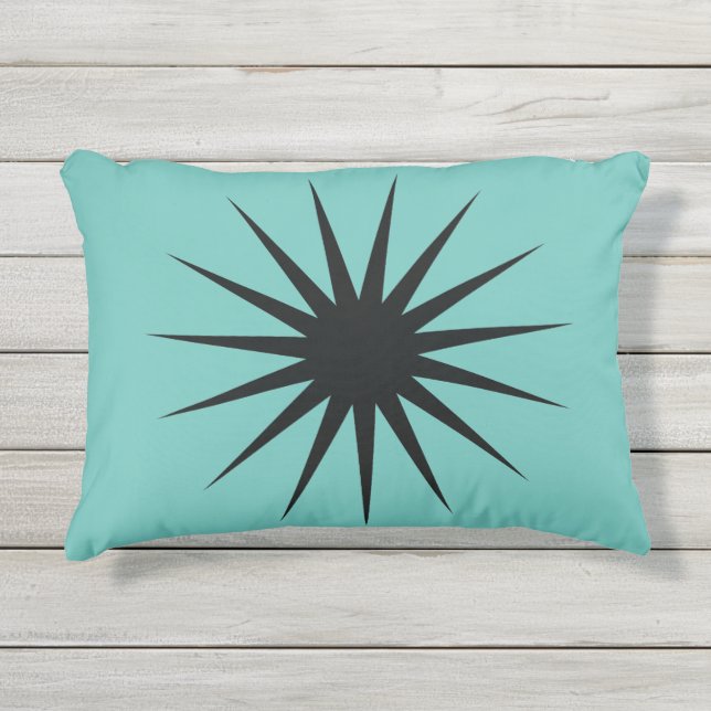 Mid-Century Modern Sunburst Outdoor Patio Pillow Buitenkussen (Voorkant)
