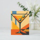 Mid Century Modern Sunrise Bauhaus Martini Briefkaart (Staand voorkant)