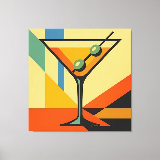 Mid Century Modern Sunrise Bauhaus Martini Canvas Afdruk (Voorkant)