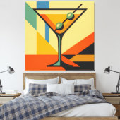 Mid Century Modern Sunrise Bauhaus Martini Canvas Afdruk (Insitu (Slaapkamer))