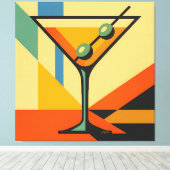 Mid Century Modern Sunrise Bauhaus Martini Canvas Afdruk (Insitu (Houten vloer))