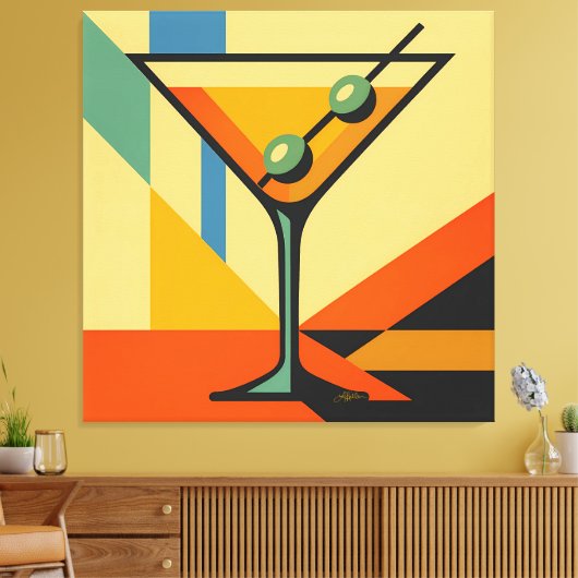 Mid Century Modern Sunrise Bauhaus Martini Canvas Afdruk (Insitu (Woonkamer))