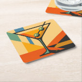 Mid Century Modern Sunrise Bauhaus Martini Kartonnen Onderzetters (Schuin)