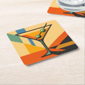 Mid Century Modern Sunrise Bauhaus Martini Kartonnen Onderzetters (Schuin)