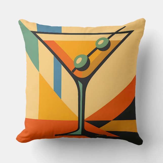 Mid Century Modern Sunrise Bauhaus Martini Kussen (Voorkant)
