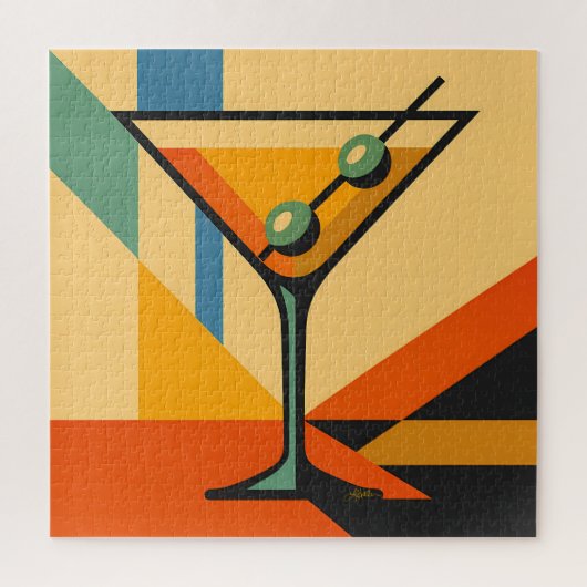 Mid Century Modern Sunrise Bauhaus Martini Legpuzzel (Verticaal)
