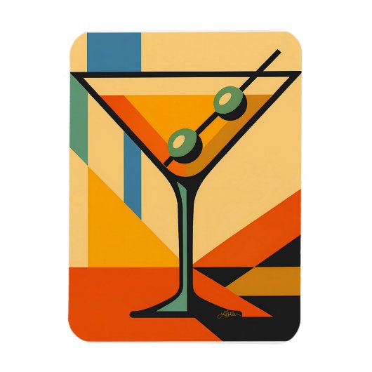 Mid Century Modern Sunrise Bauhaus Martini Magneet (Verticaal)