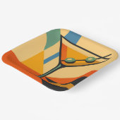 Mid Century Modern Sunrise Bauhaus Martini Papieren Bordje (Gebogen)