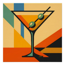 Mid Century Modern Sunrise Bauhaus Martini Perfect Poster