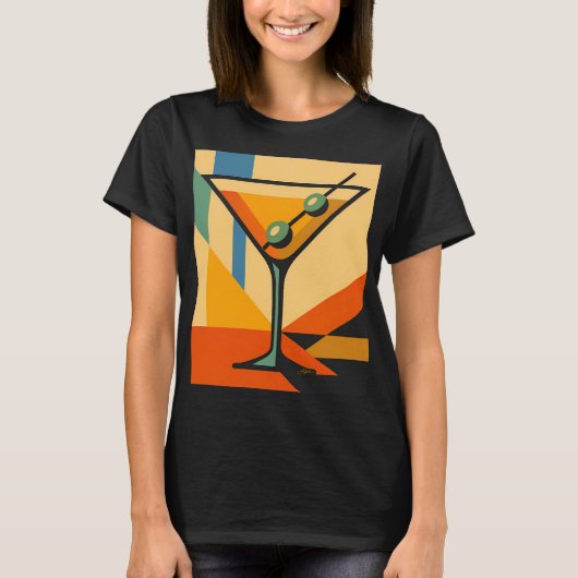 Mid Century Modern Sunrise Bauhaus Martini T-shirt (Voorkant)