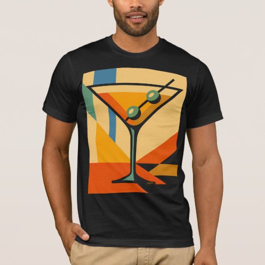 Mid Century Modern Sunrise Bauhaus Martini T-shirt (Voorkant)