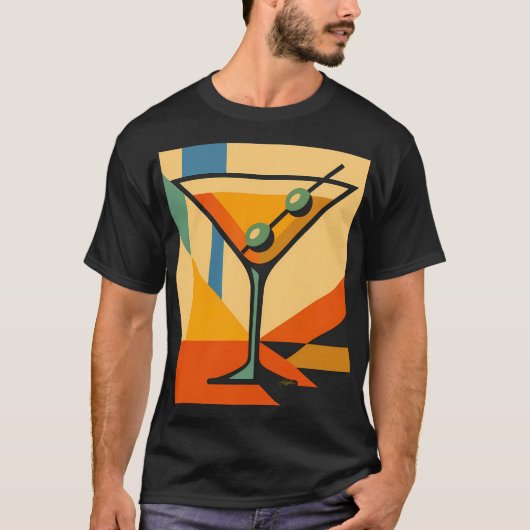 Mid Century Modern Sunrise Bauhaus Martini T-shirt (Voorkant)
