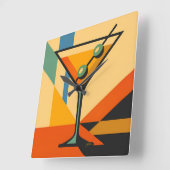 Mid Century Modern Sunrise Bauhaus Martini Vierkante Klok (Hoek)