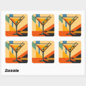 Mid Century Modern Sunrise Bauhaus Martini Vierkante Sticker (Vel)
