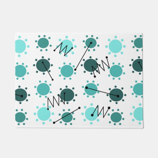 Mid Century Modern Sunshine Turquoise Deurmat (Voorkant)