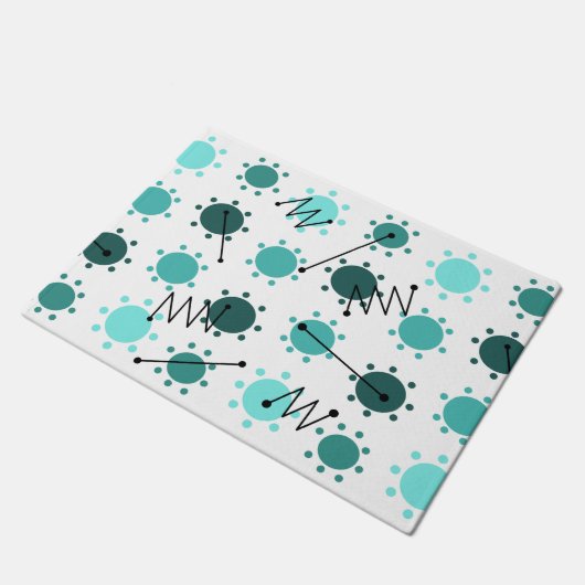 Mid Century Modern Sunshine Turquoise Deurmat (Schuin)