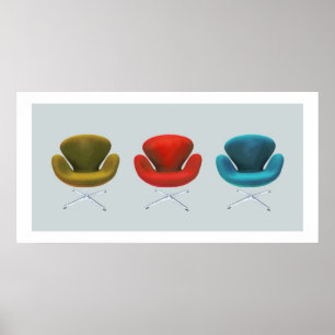 Mid Century Modern Swan Chairs Poster