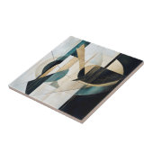 Mid-Century Modern Teal Gold Linear Geometric Tegeltje (Zijkant)