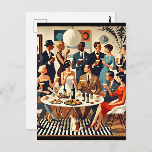 Mid Century Modern The Martini Intellectuals  Briefkaart (Voorkant / Achterkant)