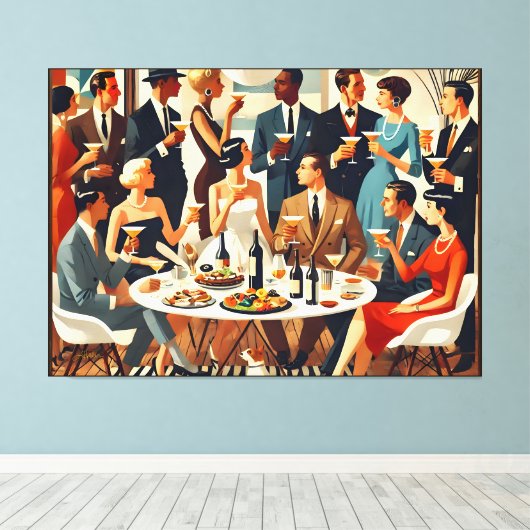 Mid Century Modern The Martini Intellectuals  Canvas Afdruk (Insitu (Houten vloer))