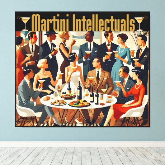 Mid Century Modern The Martini Intellectuals Canvas Afdruk (Insitu (Houten vloer))