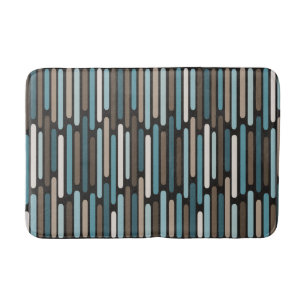 Mid Century Modern Thin Stripes Turquoise Brown Badmat