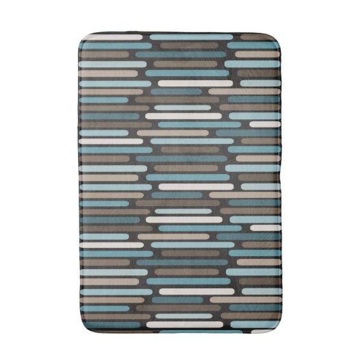 Mid Century Modern Thin Stripes Turquoise Brown Badmat (Voorkant Verticaal)