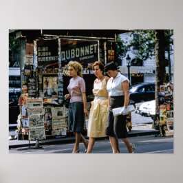 Mid Century Modern Three Women Paris Street Fashio Poster