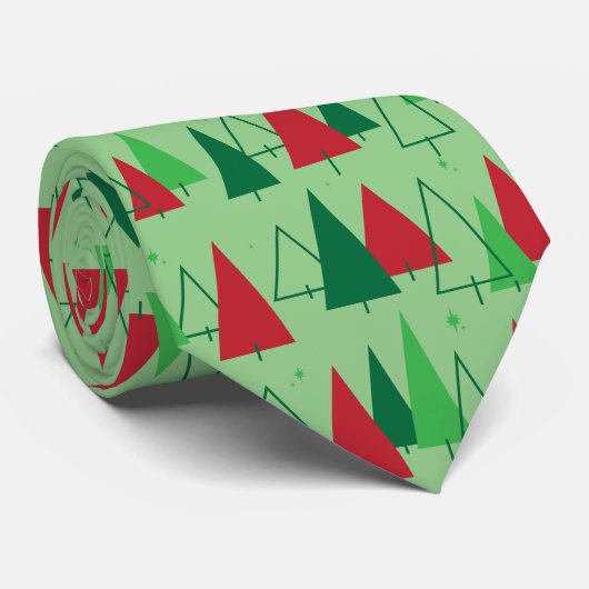 Mid Century Modern Trees Stropdas (Opgerold)