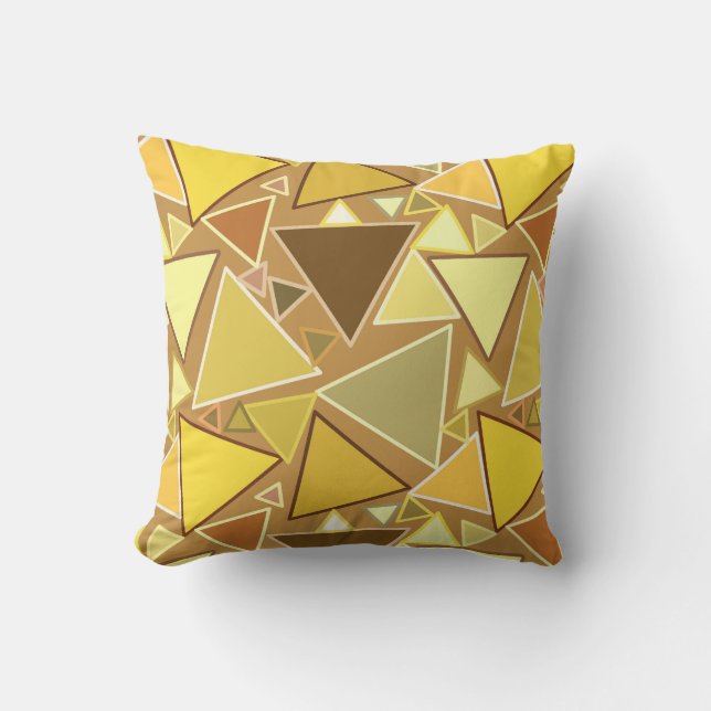 Mid-Century Modern Triangles, Mustard Yellow Buitenkussen (Voorkant)