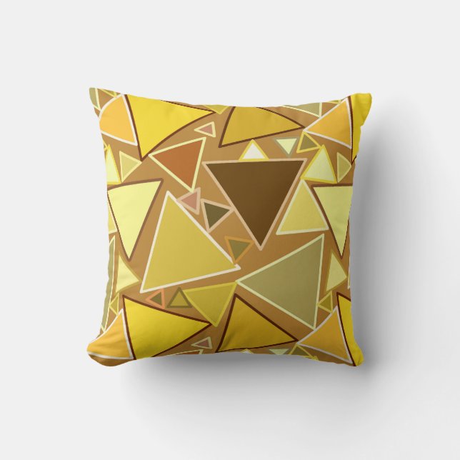Mid-Century Modern Triangles, Mustard Yellow Kussen (Voorkant)