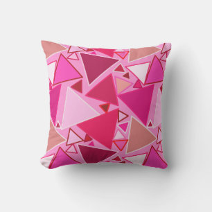 Mid-Century Modern Triangles, Roze en Bourgogne Buitenkussen