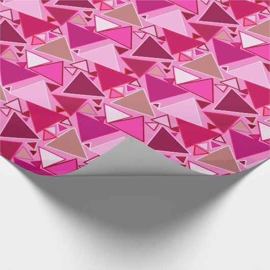 Mid-Century Modern Triangles, Roze en Bourgogne Cadeaupapier (Hoek)