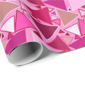 Mid-Century Modern Triangles, Roze en Bourgogne Cadeaupapier (Rol Hoek)